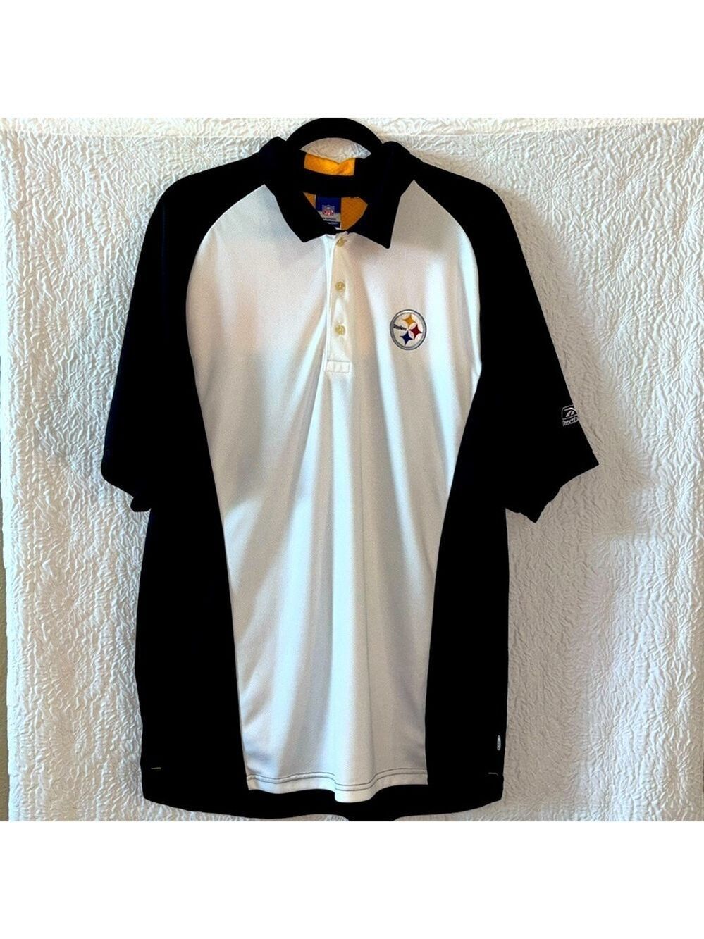Reebok NFL Pittsburgh Steelers Team Apparel Collard Short Sleeve Shirt